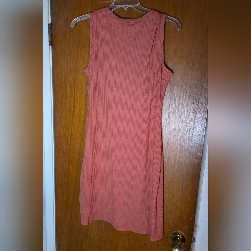 AVLN Studio Ribbed Ruched Bodycon Dress Rust XL - Picture 3 of 4